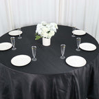 Taffeta 132" Round Tablecloth Black - Seamless Accordion Crinkle Design for Exquisite Occasions