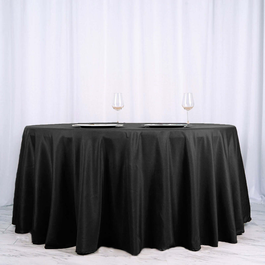 Polyester 120" Round Tablecloth Black - Seamless Wrinkle-Resistant Design for Weddings