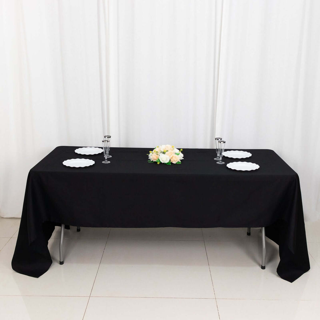 100% Cotton 60"x126" Rectangle Tablecloth Black Linen - Sophisticated, Soft & Breathable Table Cover