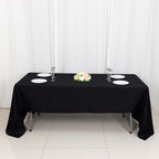 100% Cotton 60"x126" Rectangle Tablecloth Black Linen - Sophisticated, Soft & Breathable Table Cover