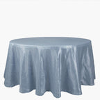 Taffeta 120" Round Tablecloth Dusty Blue - Seamless Accordion Crinkle Table Cover
