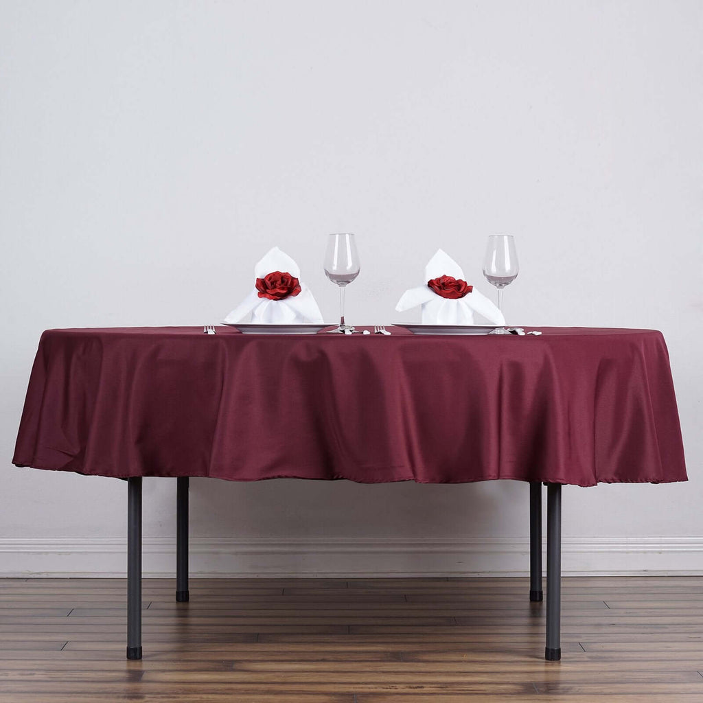 Polyester 70" Round Tablecloth Burgundy - Durable & Wrinkle-Resistant Table Cover