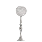 Acrylic Crystal Beaded Goblet Candle Holder Silver - Exquisite Flower Ball Centerpiece Stand for High-End Event Styling 30"