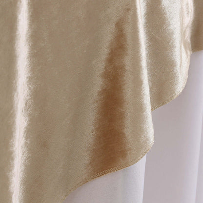 Velvet 72"x72" Table Overlay Square Tablecloth Champagne - Premium Soft Finish Table Topper