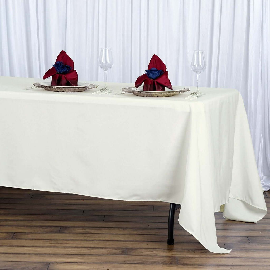 Premium Polyester 72"x120" Rectangle Tablecloth Ivory - 220GSM Stain-Resistant Table Cover