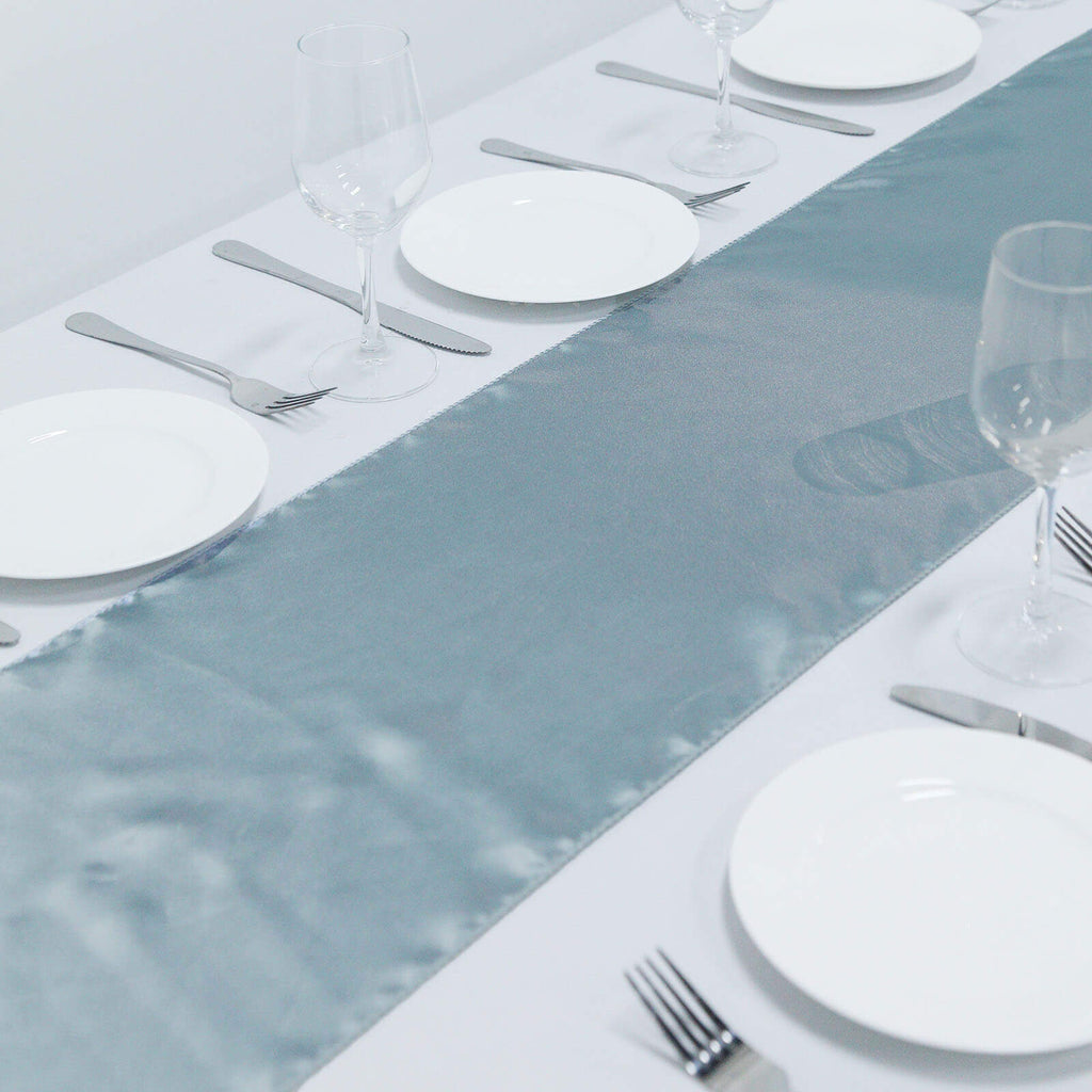 Satin 12"x108" Table Runner Dusty Blue - Stylish Table Linen