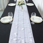 Taffeta Fabric 12"x108" Table Runner White 3D Leaf Petal - Stylish Wedding Decor