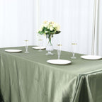 Satin Rectangular 90"x156" Tablecloth Dusty Sage Green - Seamless Table Cover