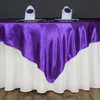 Satin 60"x60" Table Overlay Square Tablecloth Purple - Smooth Silky Touch Table Cover