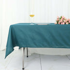 Polyester 60"x102" Rectangle Tablecloth Peacock Teal - Durable and Stylish Table Cover