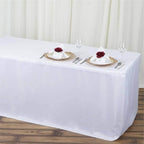 Fitted Polyester 48"x30" Rectangle Tablecloth White - Durable Table Cover for Everyday Use