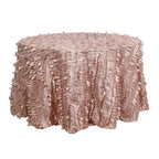 Taffeta 120" Round Tablecloth Dusty Rose | 3D Leaf Petal Design Seamless Table Cover