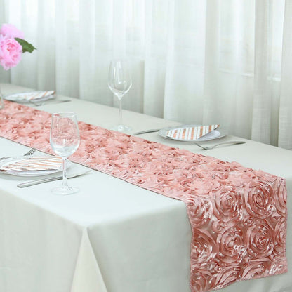 Rosette Satin 14"x108" Table Runner Dusty Rose - Grandiose Design