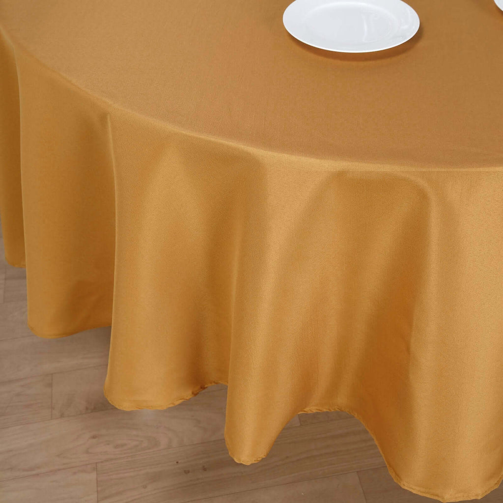 Polyester 90" Round Tablecloth Gold - Stain and Wrinkle-Resistant Table Cover for Party & Gatherings