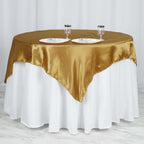 Satin 60"x60" Table Overlay Square Tablecloth Gold - Smooth Silky Touch Table Cover for Sophisticated Events