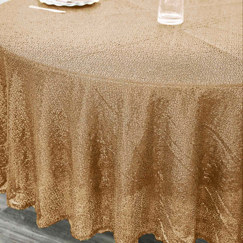 Sequin 108" Round Tablecloth Gold - Glittering Finish for Glamorous Events