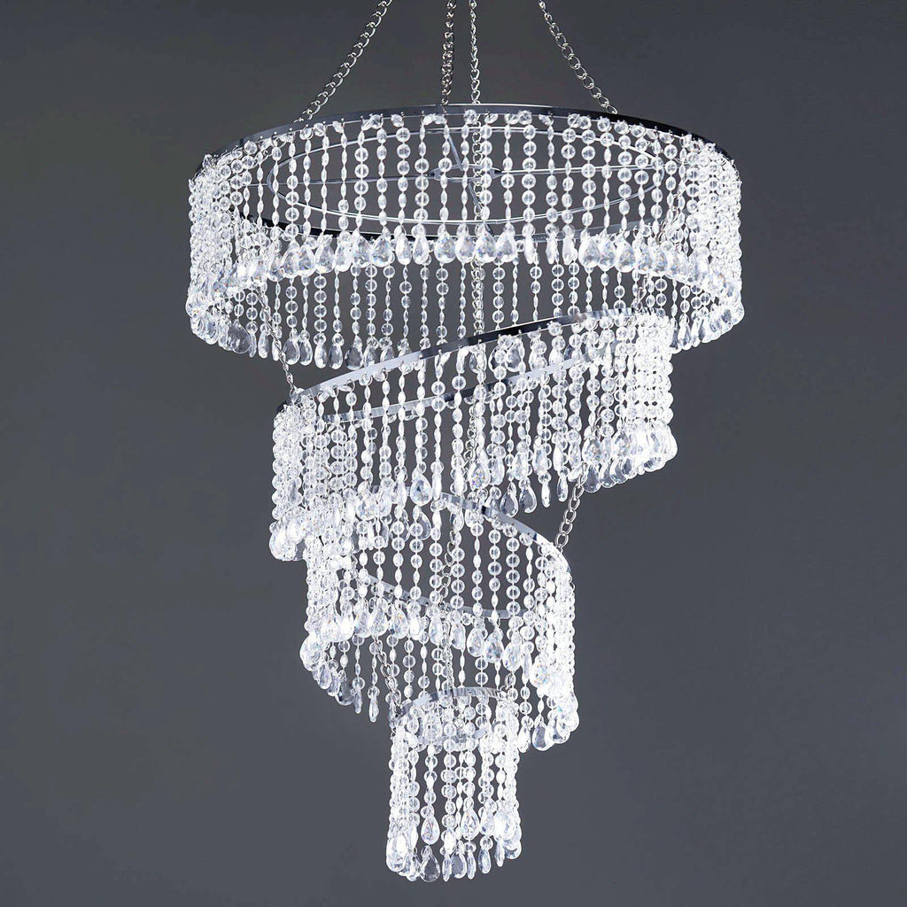 24" 4-Tier Acrylic Diamond Crystal Chandelier Hanging Pendant Lighting Chandelier