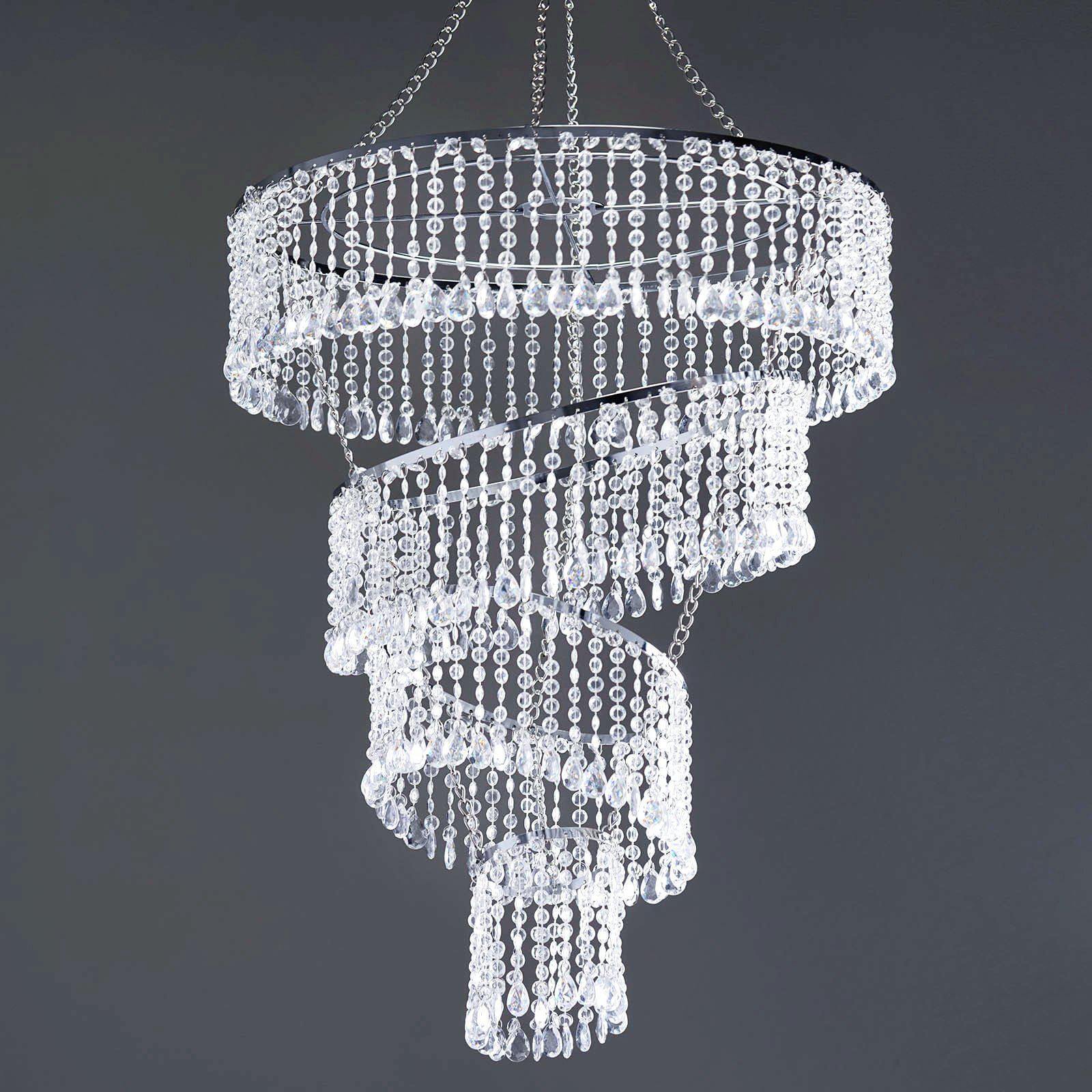 24" 4-Tier Acrylic Diamond Crystal Chandelier Hanging Pendant Lighting Chandelier