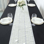 Taffeta Fabric 12"x108" Table Runner Ivory - 3D Leaf Petal Design