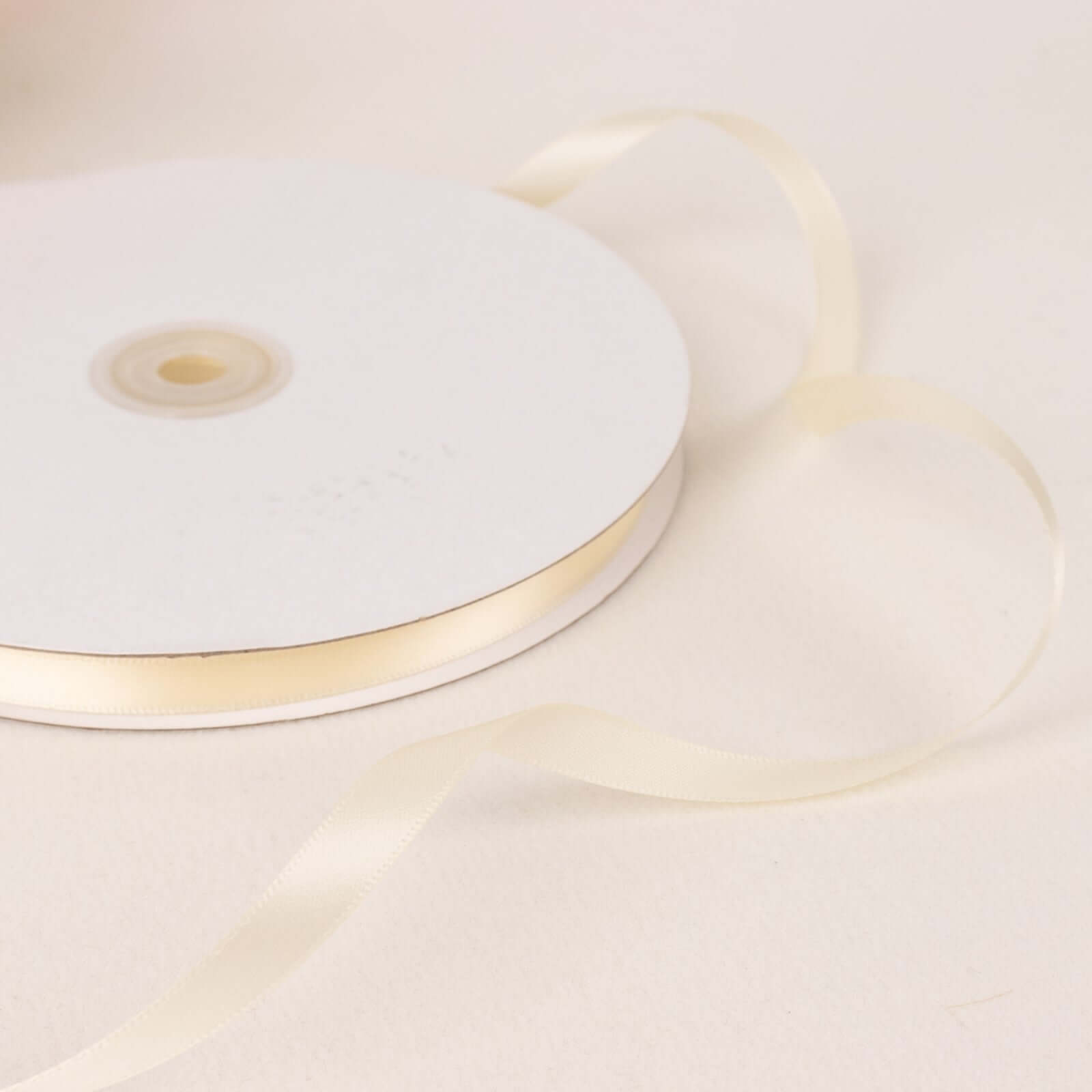 100 Yards 3/8" Ivory Single Face Decorative Satin Ribbon
