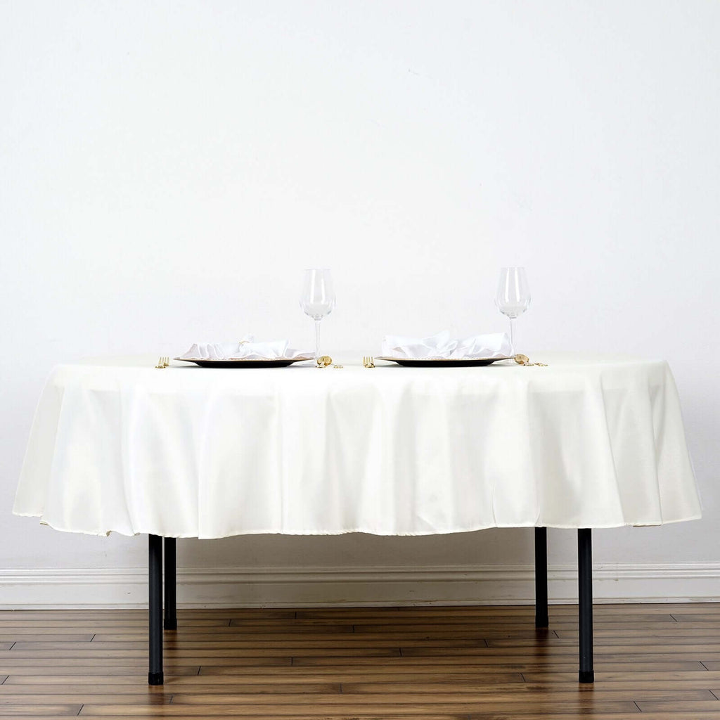 Polyester 70" Round Tablecloth Ivory - Durable & Wrinkle-Resistant Table Cover