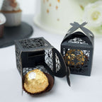 25 Pack Black Butterfly Top Laser Cut Lace Favor Candy Gift Boxes