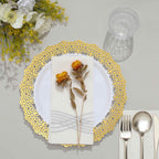 10-Pack Plastic 10" Round Dinner Plates in White with Gold Lace Rim - Disposable Party Plates for Classy Events & Banquets