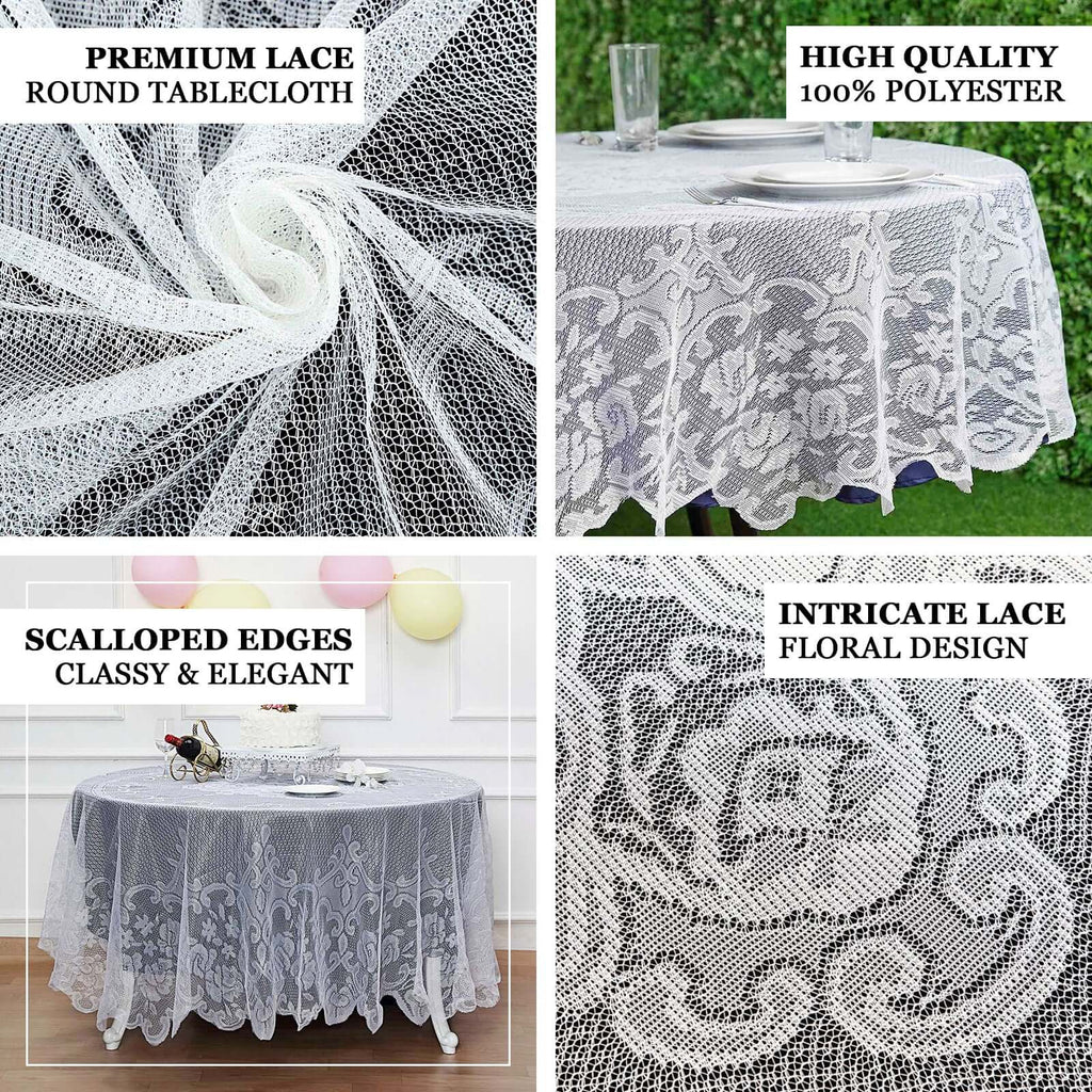 Lace 70" Round Tablecloth Ivory - Premium Design for Intimate Table Settings