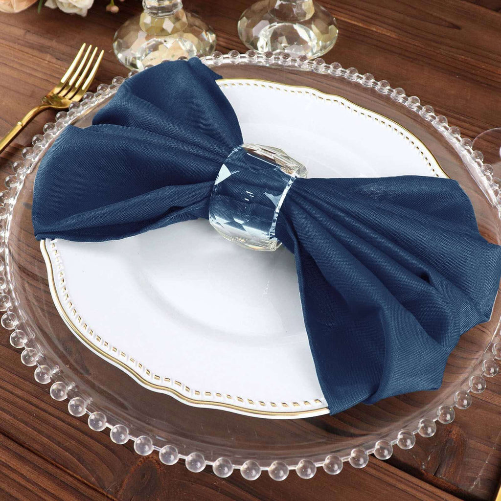 5 Pack Polyester 20"x20" Napkins Navy Blue - Wrinkle Resistant & Easy Care Cloth Napkins