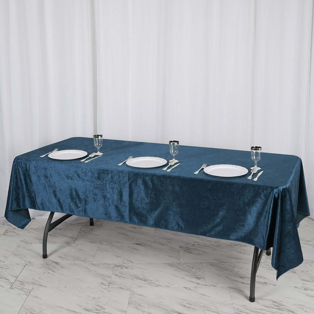 Premium Velvet 60"x102" Rectangle Tablecloth Navy Blue - Reusable & Soft Table Cover