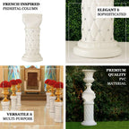 2 Pack White Crystal Beaded Pedestal Stand French Inspired Pillar With 10mm Crystal Studs - 25" Tall PVC