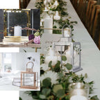 Stainless Steel Candle Lantern Cage Top Design Rose Gold - Outdoor Metal Patio Lantern Centerpiece 10"