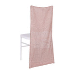 Stretch Spandex Chair Back Slipcover with Metallic Shimmer Tinsel Rose Gold - Durable Chiavari Chair Back Cover