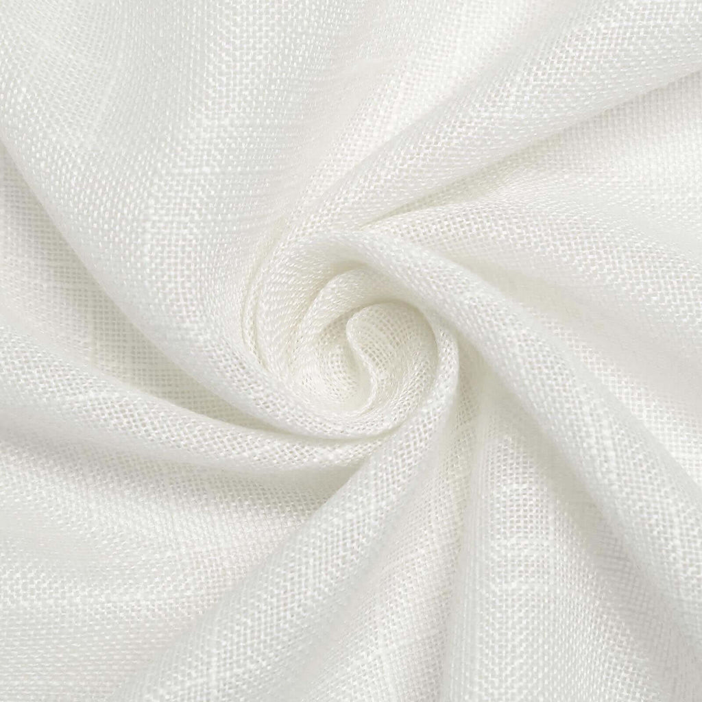 Faux Linen 108" Round Tablecloth White - Slubby Textured & Wrinkle Resistant for Banquets and Receptions
