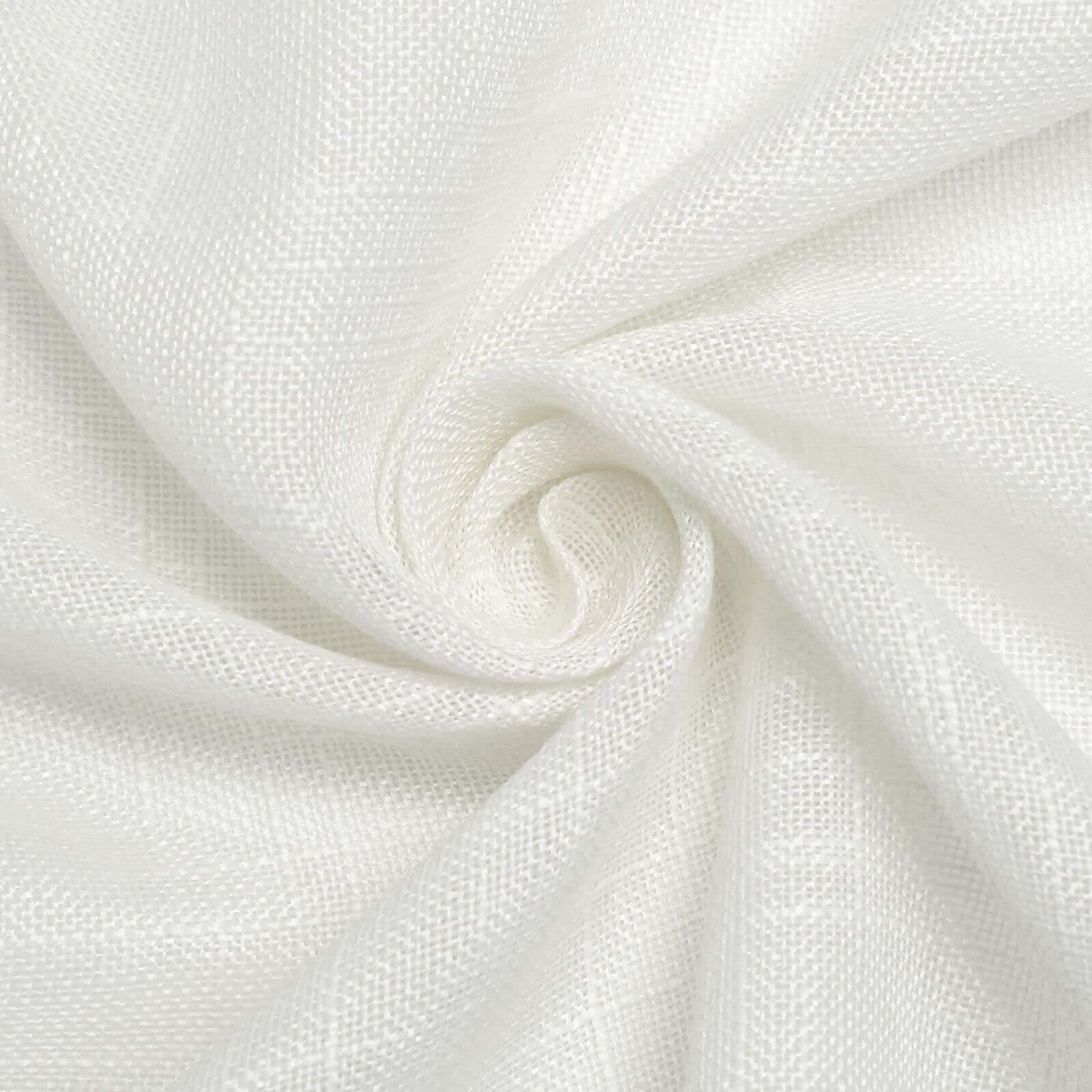 Faux Linen 108" Round Tablecloth White - Slubby Textured & Wrinkle Resistant for Banquets and Receptions