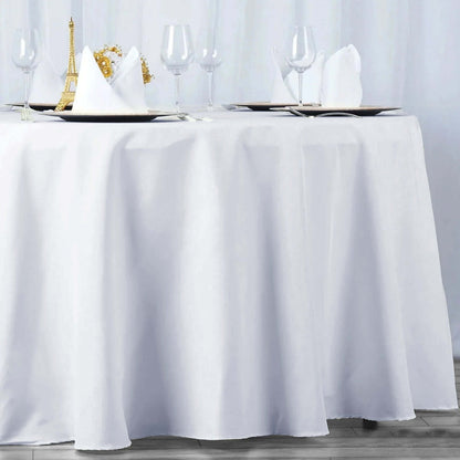 Premium Polyester 108" Round Tablecloth White - Wrinkle-Resistant 220GSM Table Cover for Weddings & Events