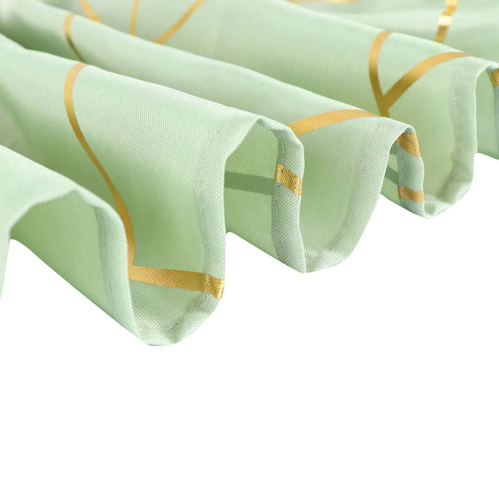 Polyester 54"x54" Square Tablecloth Sage Green with Gold Foil Geometric Pattern - Wrinkle-Resistant & Durable for Stylish Settings