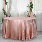 Satin 108" Round Tablecloth Dusty Rose - Smooth and Lustrous Table Cover