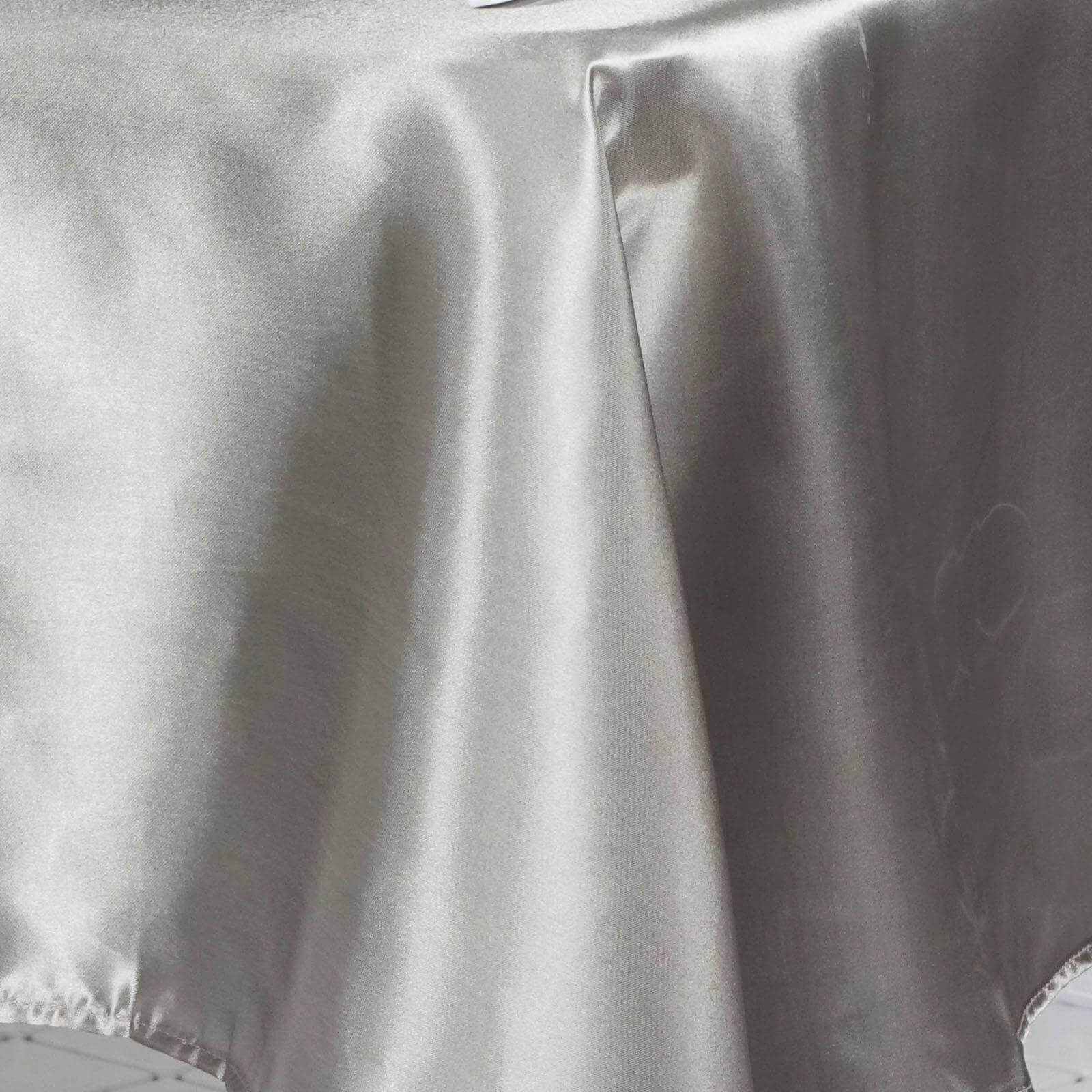 Satin Rectangular 60"x126" Tablecloth Silver - Smooth and Lustrous Table Cover
