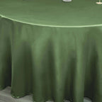 Satin 120" Round Tablecloth Olive Green - Stylish Seamless Table Cover