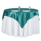 Satin 60"x60" Table Overlay Square Tablecloth Turquoise - Smooth Silky Touch Table Cover