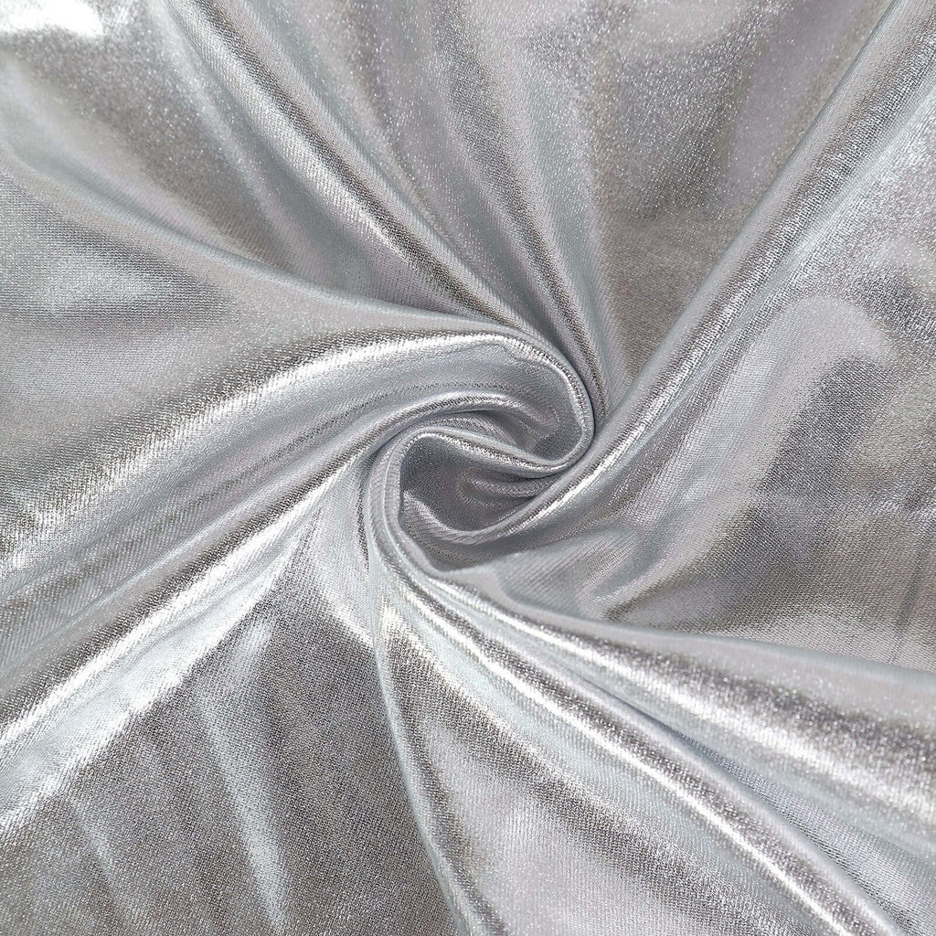 Spandex Cocktail Table Top Cover Fitted Metallic Silver - Stretchy & Wrinkle Free Topper