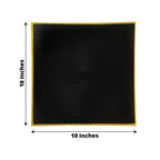10-Pack Plastic 10" Square Dinner Plates in Black Concave Style with Gold Rim - Modern Disposable Party Plates
