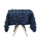 Taffeta 54"x54" Square Tablecloth Navy Blue 3D Leaf Petal Table Cover