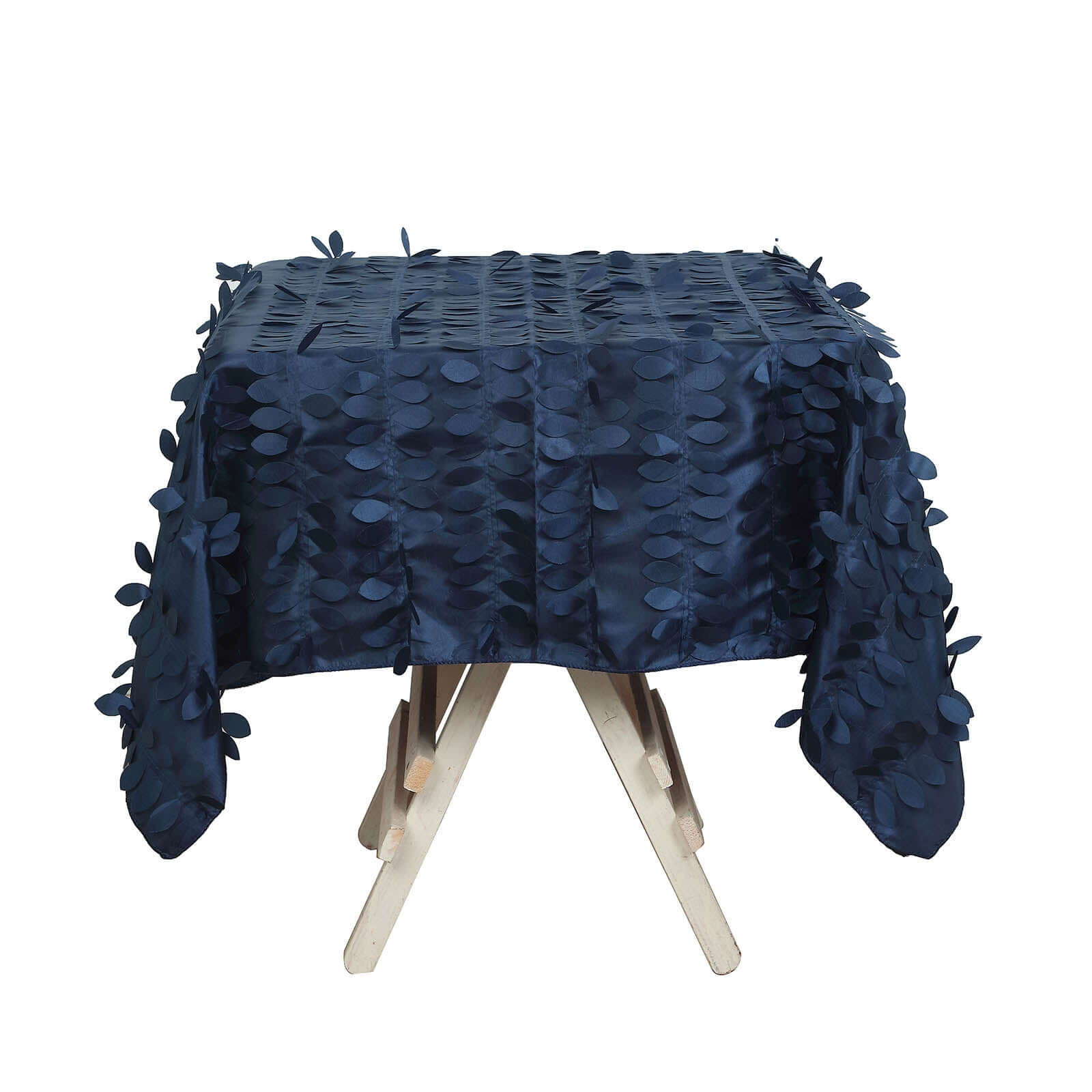Taffeta 54"x54" Square Tablecloth Navy Blue 3D Leaf Petal Table Cover