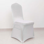 Satin Rosette Chair Cover for Banquet Chairs White - Stylish Stretch Fitted Slip-On Design for Sophisticated Gatherings
