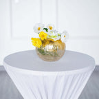 Glass Flower Vase Gold Foiled Crackle Bubble - Decorative Floral Centerpiece for Tables 6"