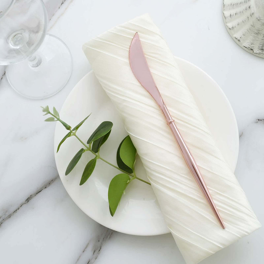 24-Pack Plastic Knives Modern Flatware Rose Gold - Premium Heavy Duty Disposable Silverware 8"