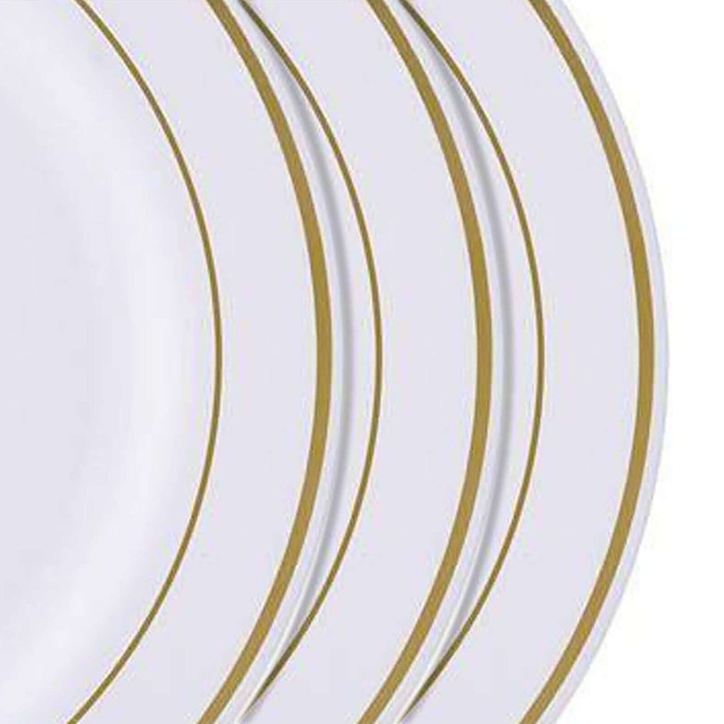 10-Pack Plastic Dessert Plates White with TrÃ¨s Chic Gold Rim - Disposable Plates for Parties 8"
