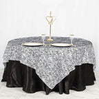 Taffeta 90"x90" Table Overlay Black and White - Tiger Print Table Topper for Jungle Theme